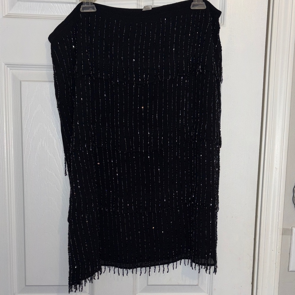 Chicos Elegant Black Beaded Skirt